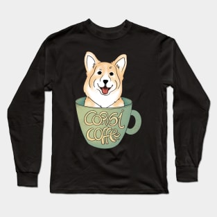 Corgi Coffee Long Sleeve T-Shirt